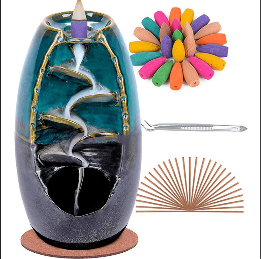 Incense Holder, Incense Cones, Incense Sticks And Tweezers.