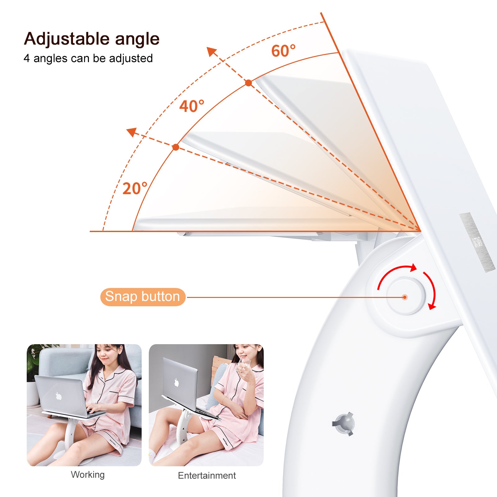 Showing Angles Of Adjustment For Your Multipurpose LapDesk Stand